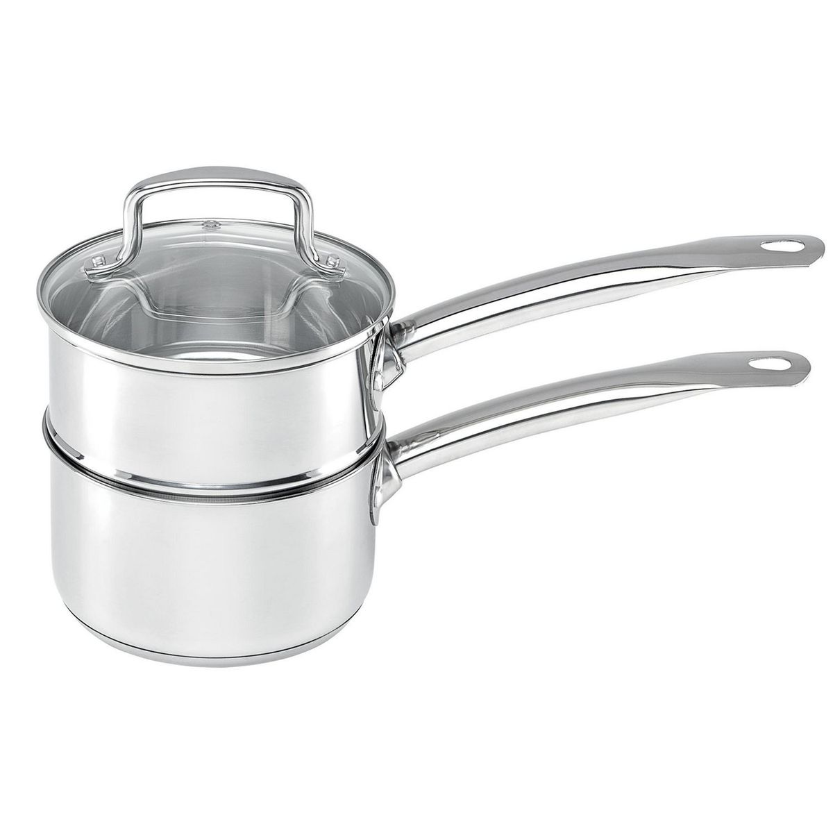 Cacerola de acero inoxidable con tapa de vidrio 16 centímetros, marca Just Home Collection - Foto Principal