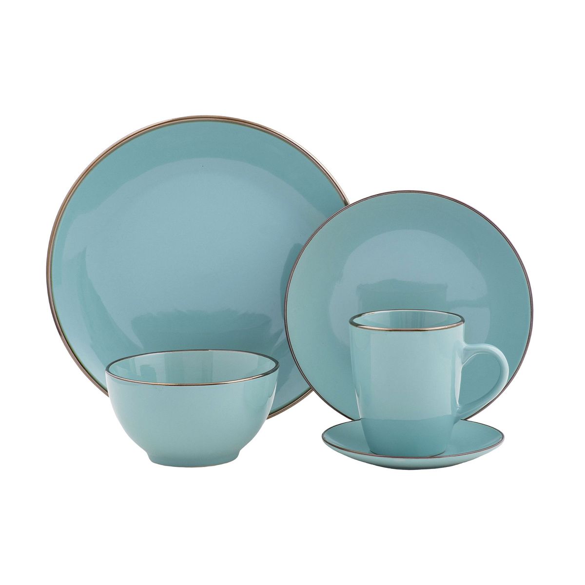 Just Home Collection - Juego de vajilla turquesa 30 piezas