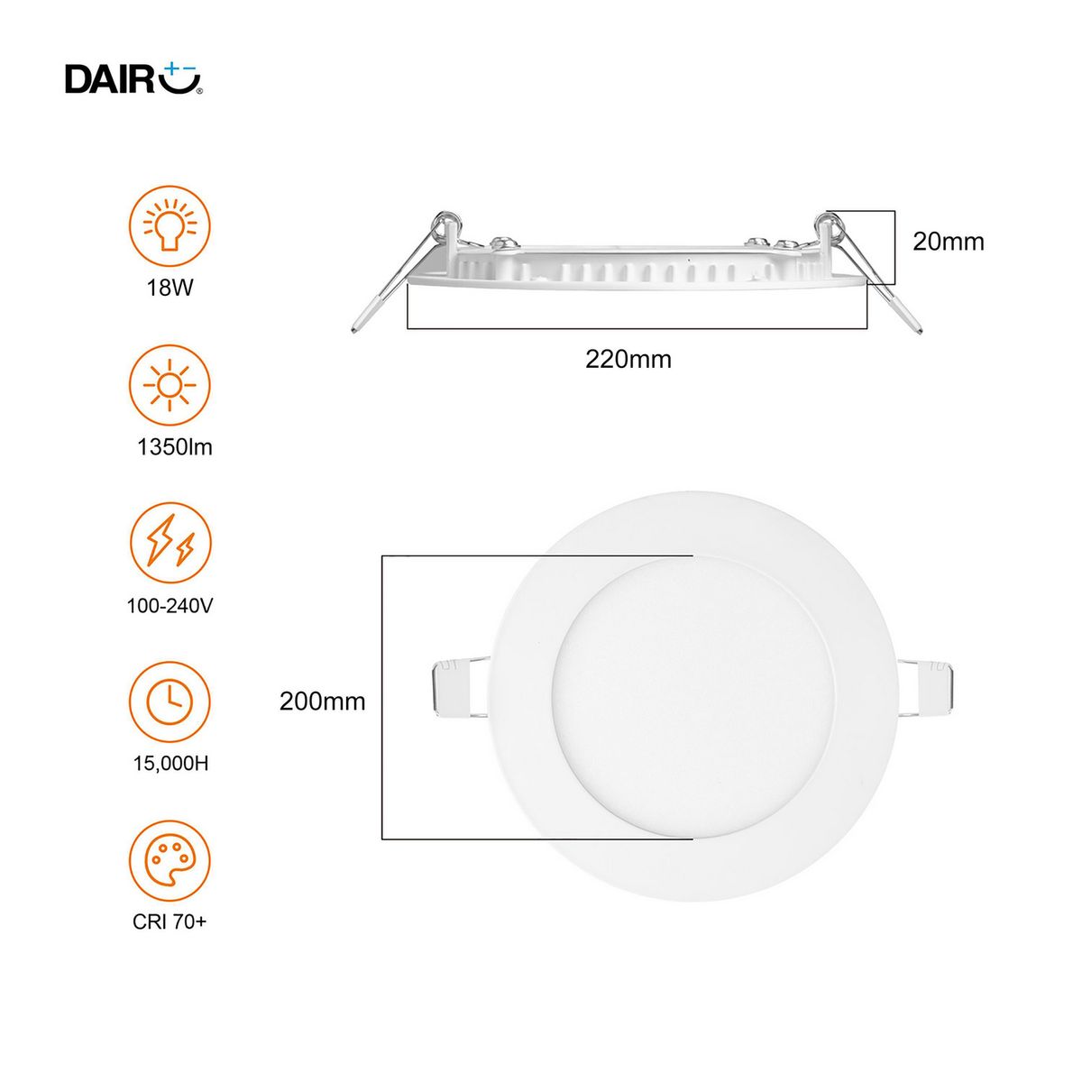 Dairu - Panel led empotrable circular 18W luz fria