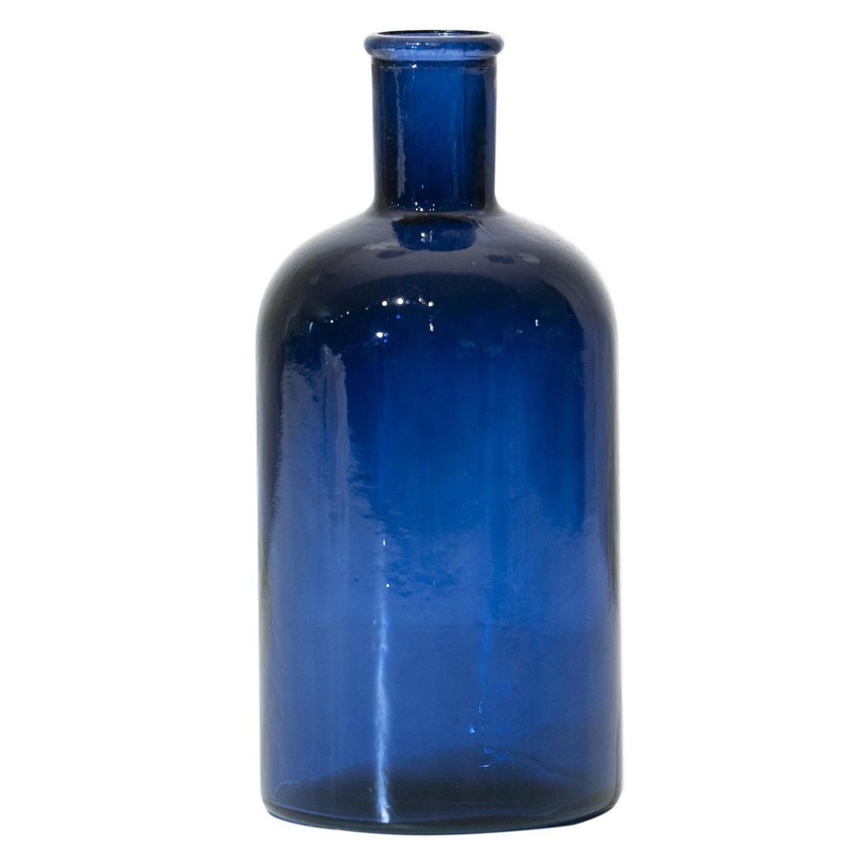 Vidrios San Miguel - Botella retro azul 19.5 cm.