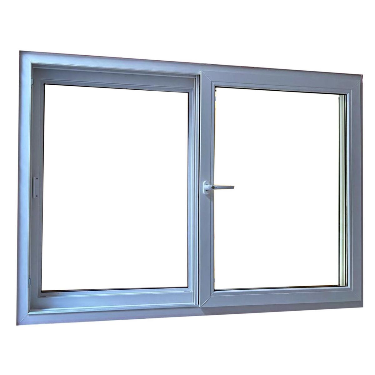 Holztek - Corredizo 2H OX-XO, S920, Marco Blanco, Cristal Simple, Vidrio Claro 100-110/150-160