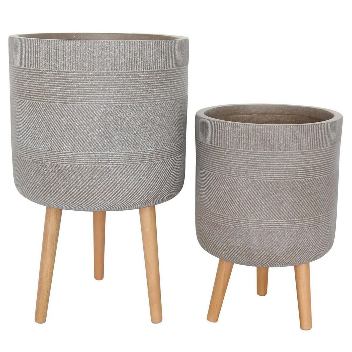 Just Home Collection - Set 2 Macetas de Fibra Taupe con Patas