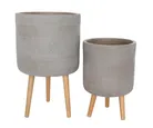 Set 2 Macetas de Fibra Taupe con Patas
