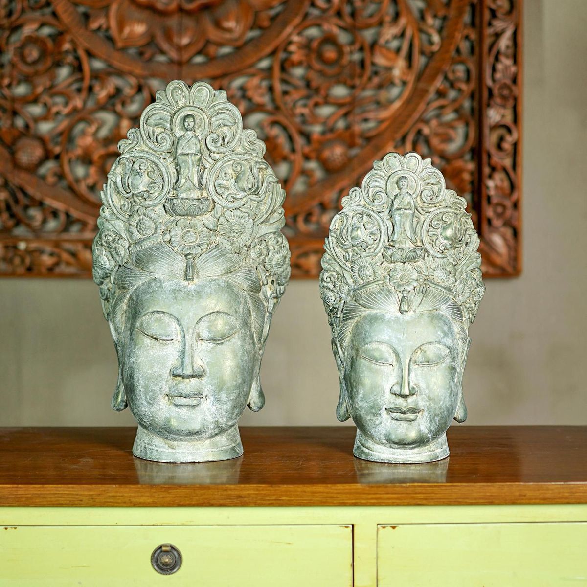 Cabeza Buda Nepal verde 38 cm., marca Homy - Foto 2