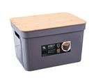 Caja plástica gris con tapa de bambú 11 litros