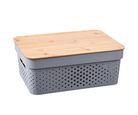 Set 2 cajas plásticas de bambú con tapa bambú 11 litros