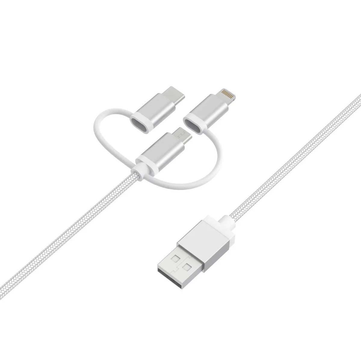 Dairu - Cable USB 3 en 1 Micro/Lightning/Type-C 3 Metros