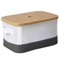 Cesto ropa con tapa de bambú 26x38 centímetros.