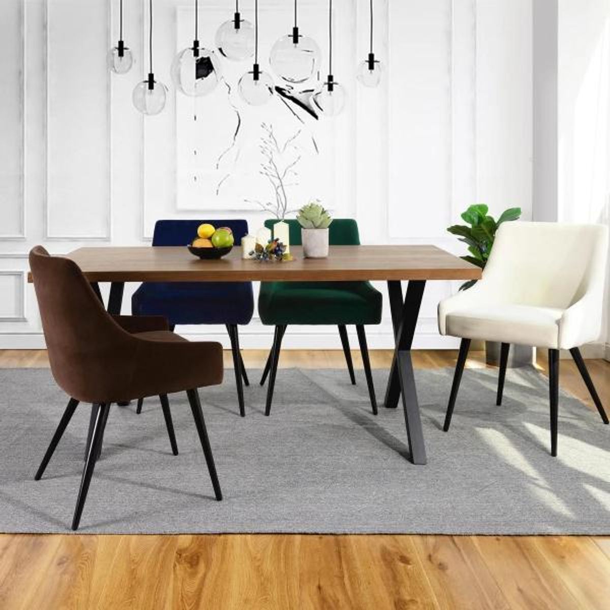 Just Home Collection - Set Comedor con 4 Sillas Tablo 160x90x75 cm