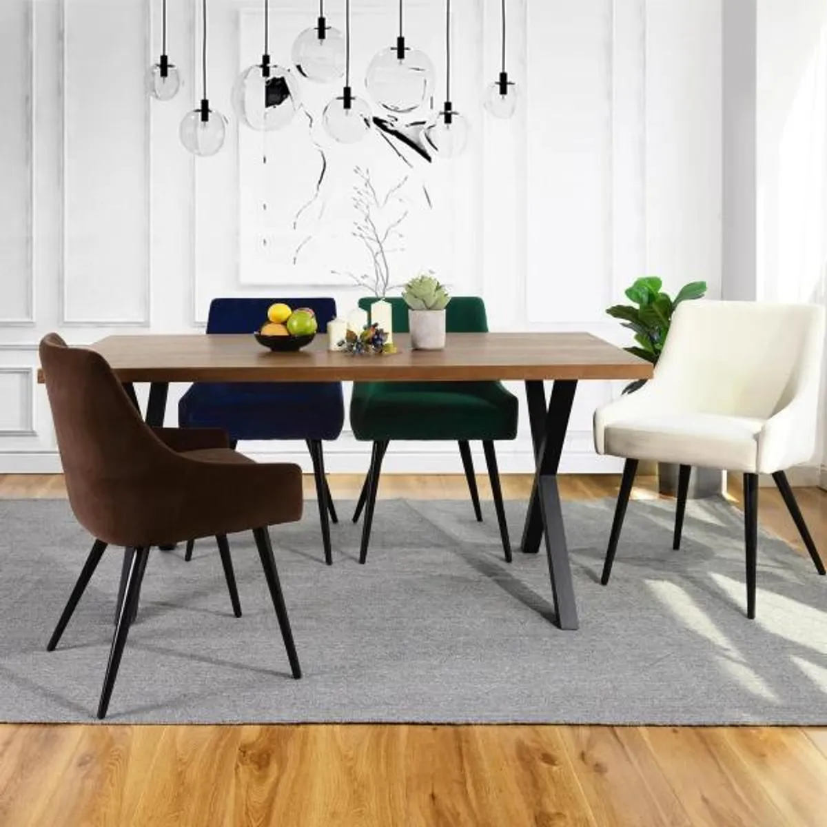 Just Home Collection - Set Comedor con 4 Sillas Tablo 160x90x75 cm