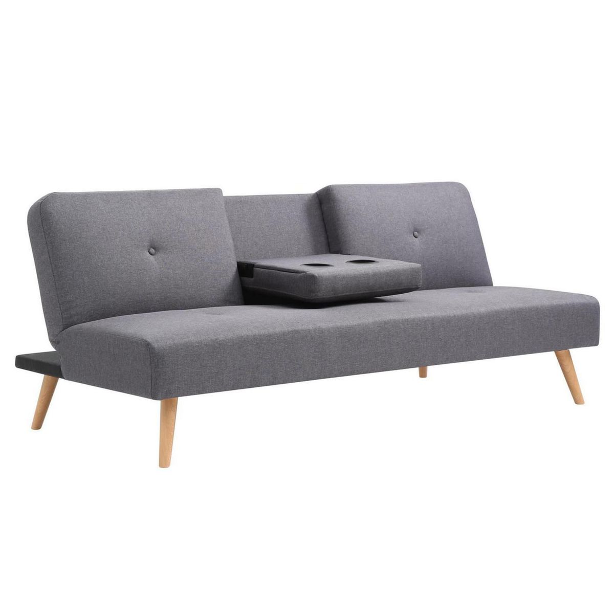 Futón con portavasos gris, marca Just Home Collection - Foto Principal