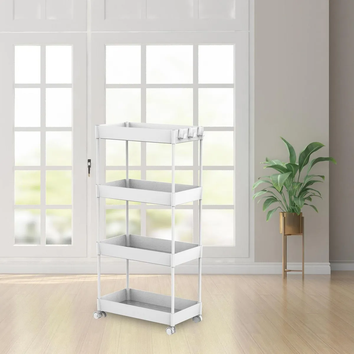 Just Home Collection - Carrito 4 niveles multiusos blanco