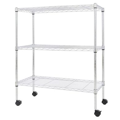 Estante de acero cromado 3 niveles con ruedas 75 x 95 x 35 cm
