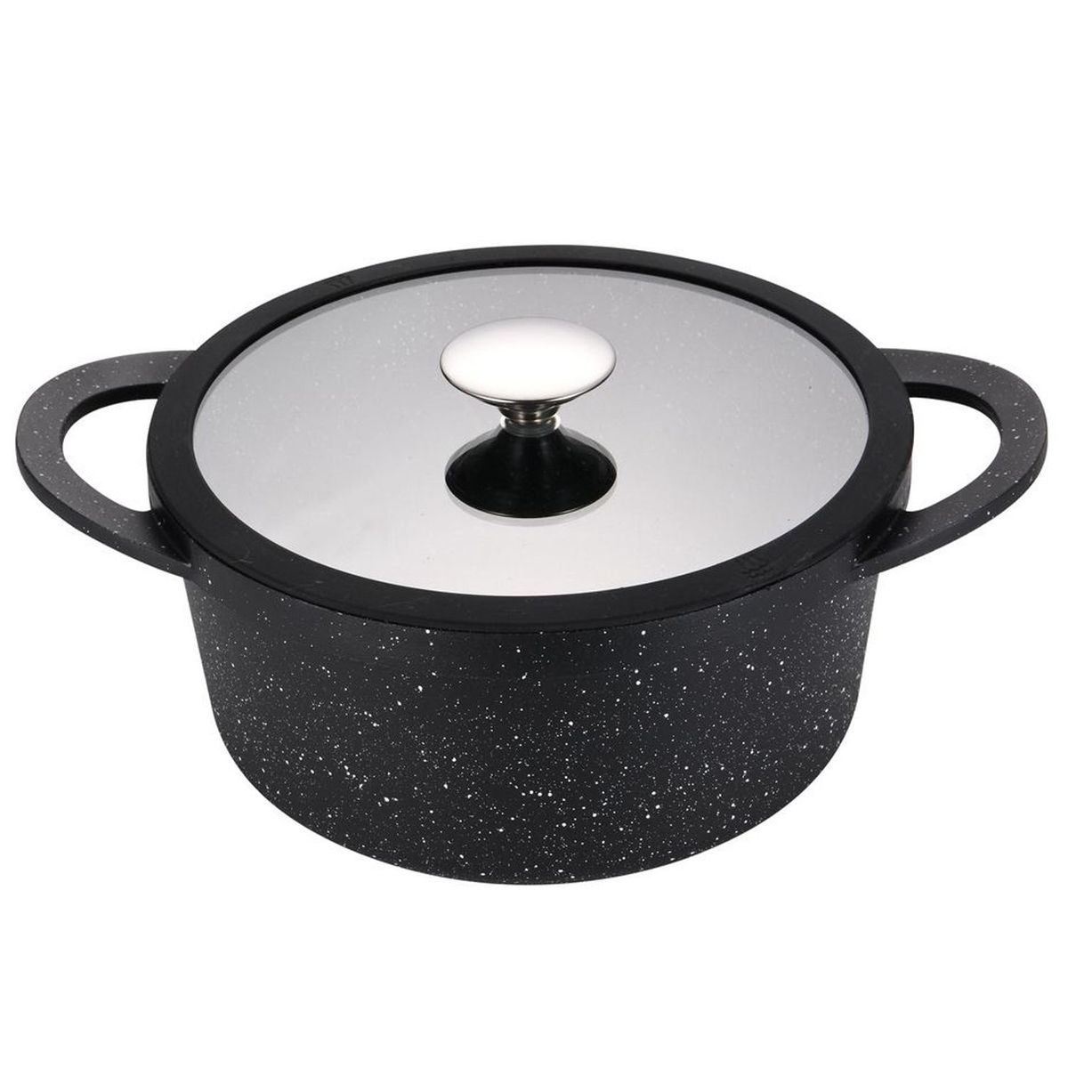 Just Home Collection - Olla 24 centímetros Marble negro Tapa Ring