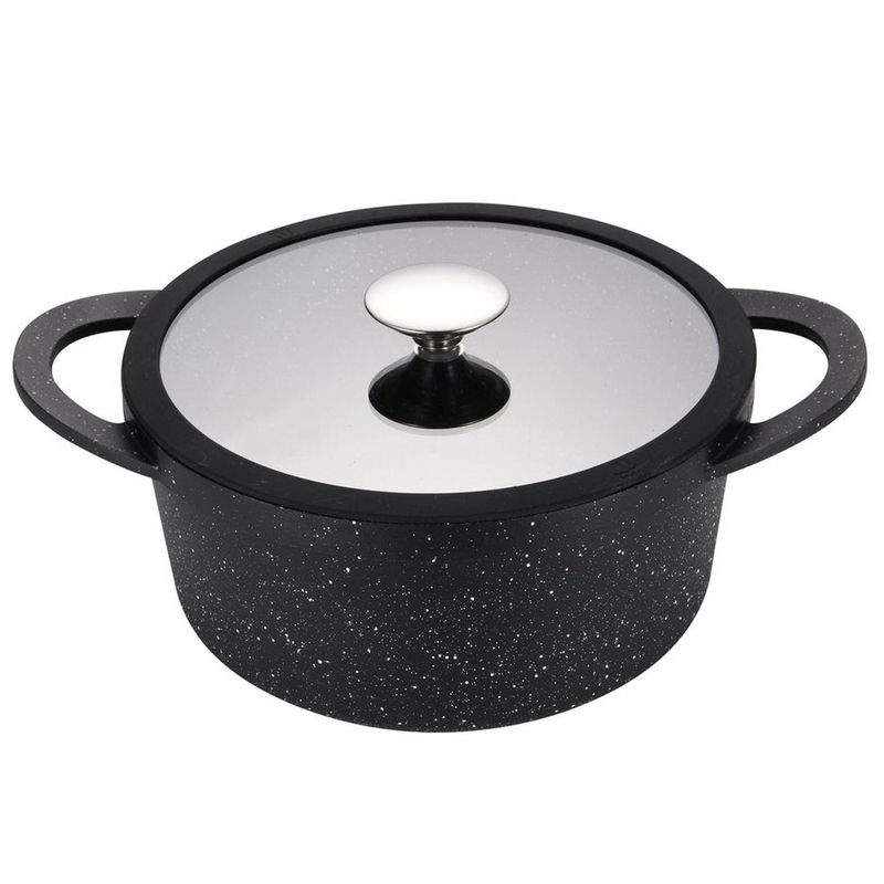 Just Home Collection - Olla 24 centímetros Marble negro Tapa Ring