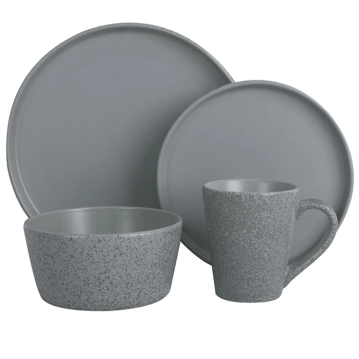 Juego de vajilla mármol gris 16 piezas, marca Just Home Collection - Foto Principal
