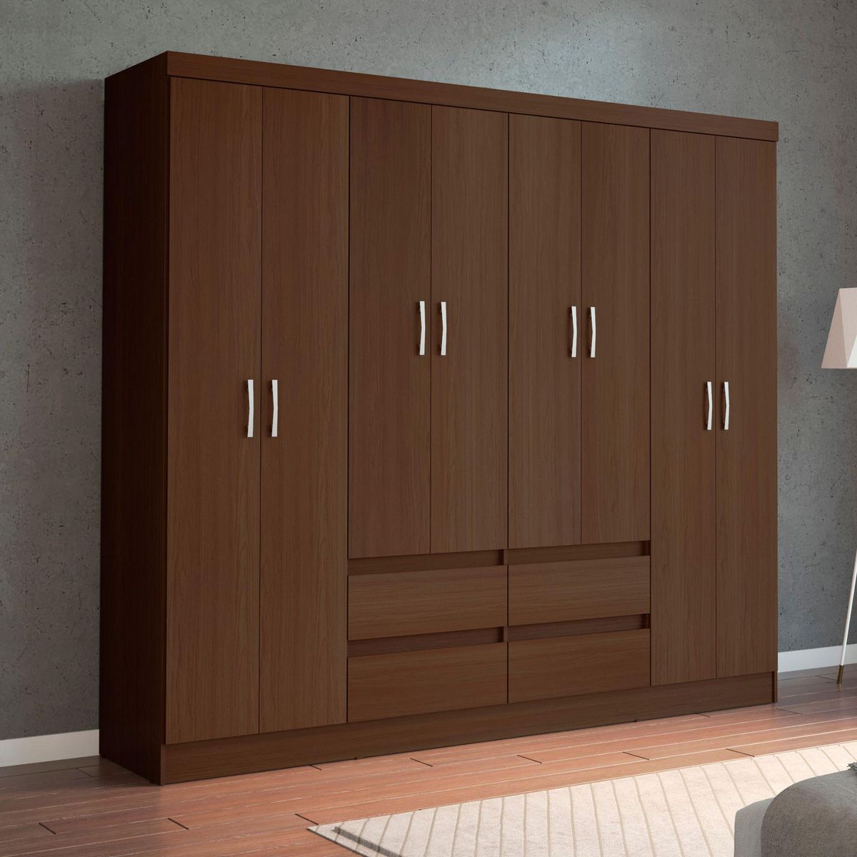 Casa Bonita - Ropero 8 puertas 4 cajones Nogal