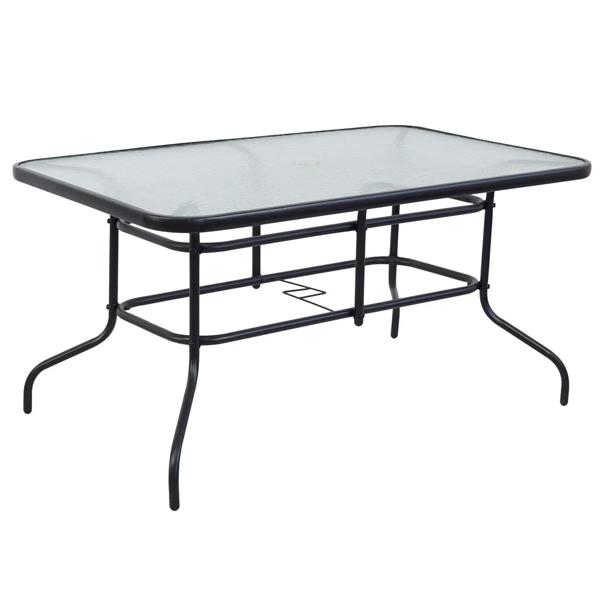 Just Home Collection - Mesa Rectangular Negra con Vidrio 140 x 90 cm.