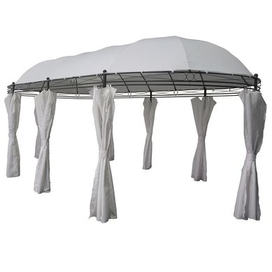 P�rgola Ovalada Blanca con Cortina 3 x 6 Metros