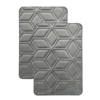 Set de 2 Tapetes de Baño Diamon Gris 40 x 60 cm