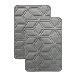 Set de 2 Tapetes de Baño Diamon Gris 40 x 60 cm