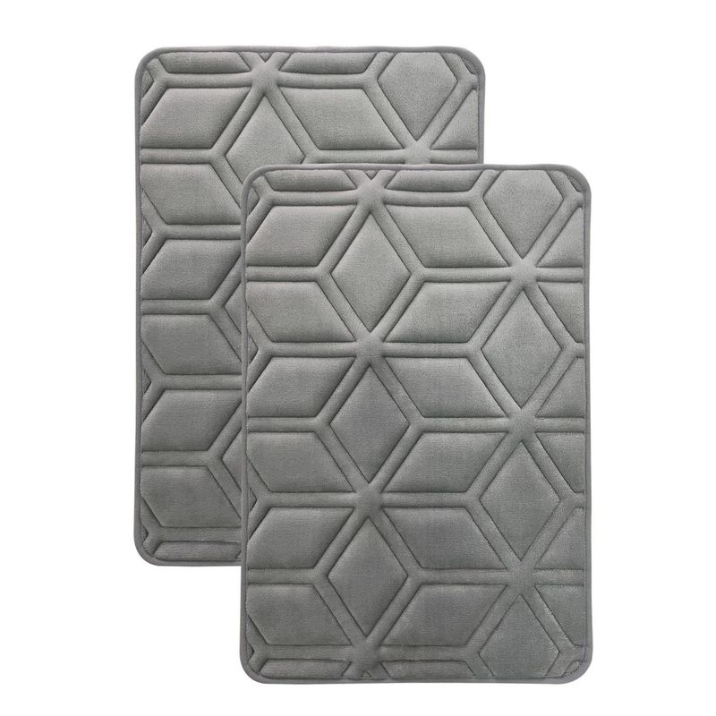 Just Home Collection - Set de 2 Tapetes de Baño Diamon Gris 40 x 60 cm