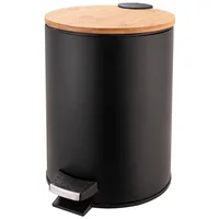 Bote de Basura Metálico/ Bambú con Pedal de 5L Negro