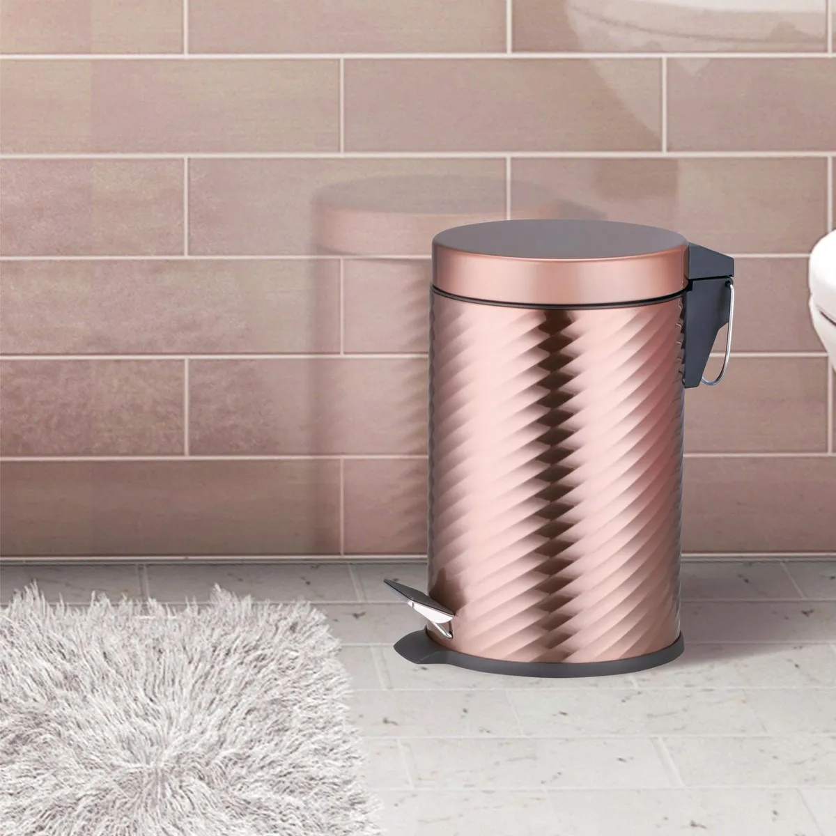 Just Home Collection - Bote de Basura Metálico con Pedal de 12L Cobre