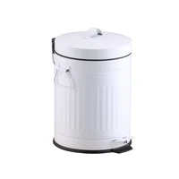 Bote de Basura Vintage Metálico con Pedal de 5L Blanco
