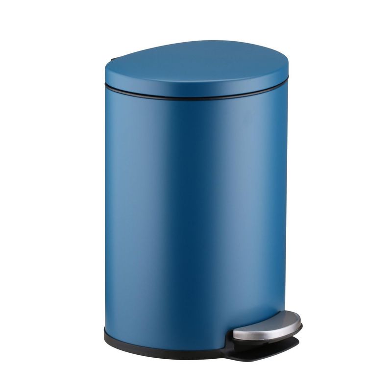 Just Home Collection - Bote de Basura Forma Metálico con Pedal de 11L Azul