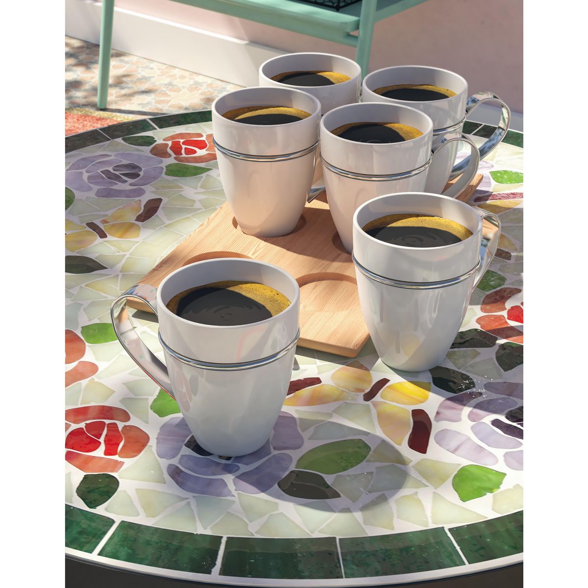 Just Home Collection - Juego de tazas para café con base
