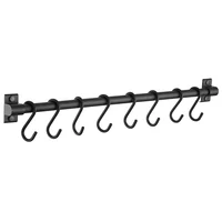 Barra Organizadora de Cocina 8 Ganchos Negro