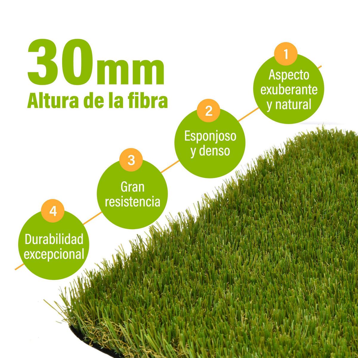 Pasto Sintético 2x5 m 30 mm, marca Just Home Collection - Foto Principal