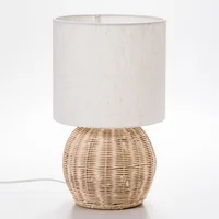 Lámpara de mesa Remigio 30W E27 Mimbre Café