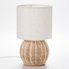 Lámpara de mesa Remigio 30W E27 Mimbre Café