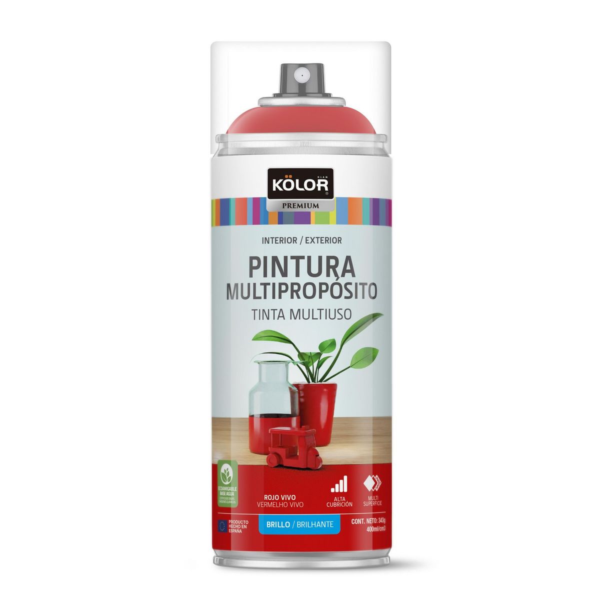 Spray Kolor Rojo Vivo Brillante 400 Ml, marca Kolor - Foto Principal