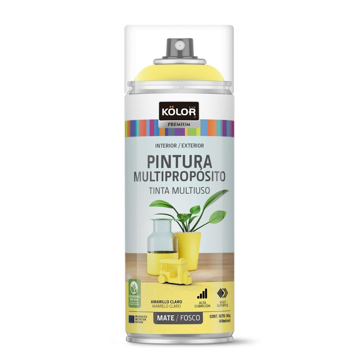 Spray Kolor Amarillo Claro Mate 400 Ml, marca Kolor - Foto Principal