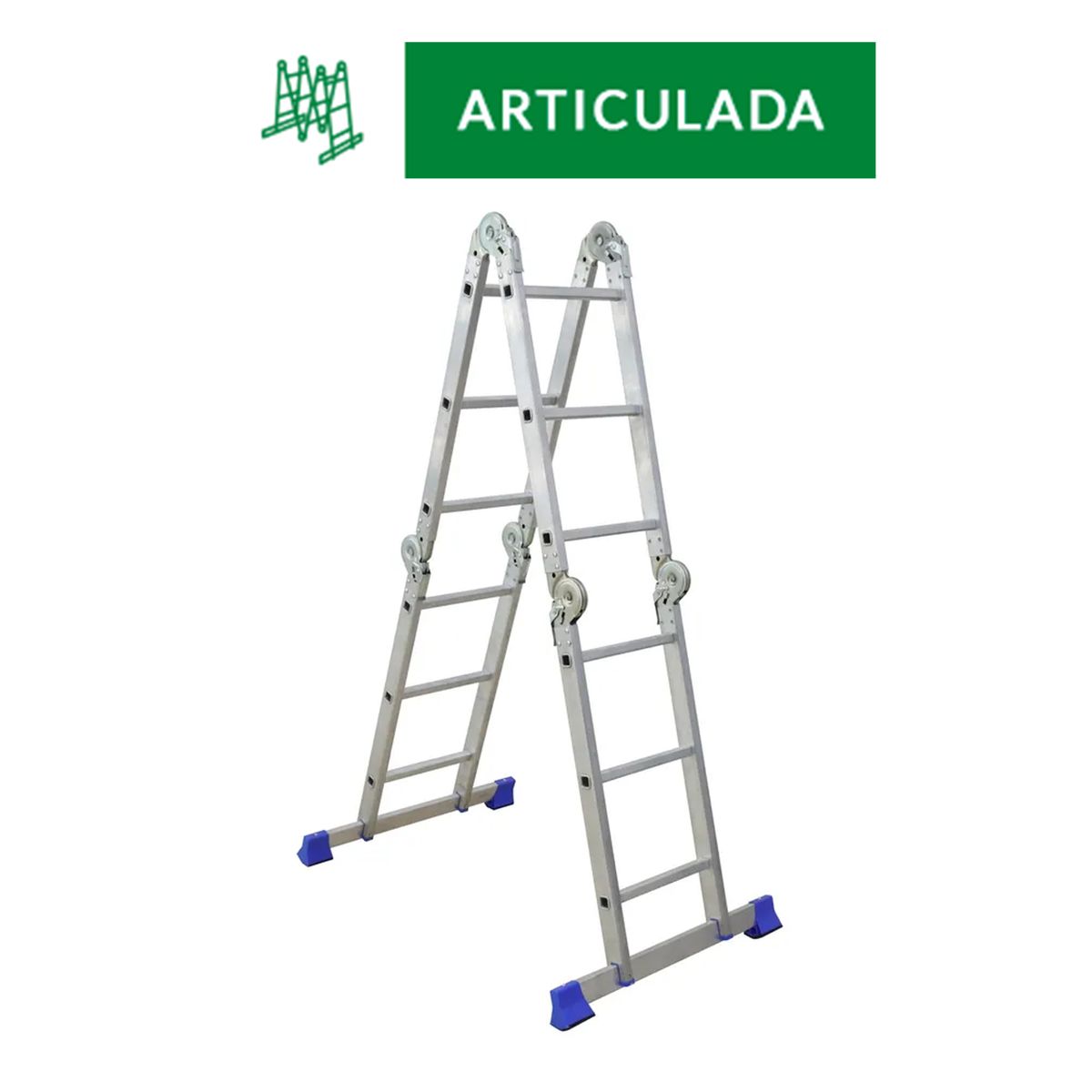 Karson - Escalera Articulada de Aluminio de 12 Peldaños 3.1 m hasta 150 kg
