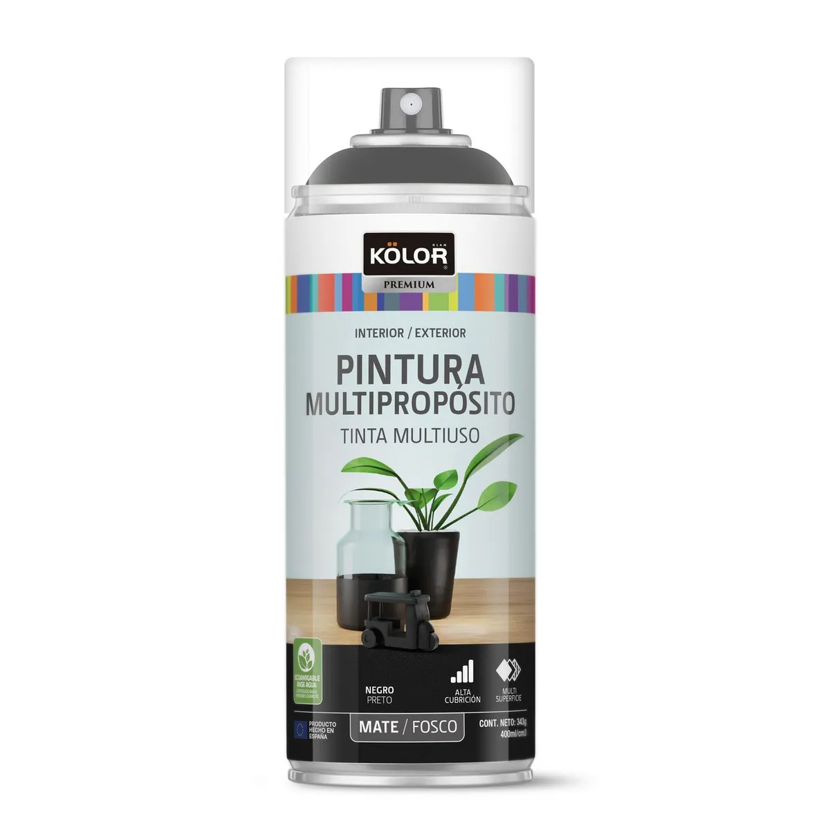 Spray Kolor Negro Mate 400 Ml, marca Kolor - Foto Principal