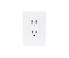 Placa Armada con Contacto y 2 Tomas USB, Blanco Lugano