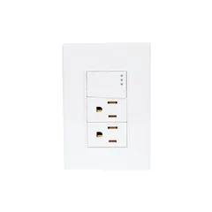 Placa Armada 3 Modulos +Apagador y 2 Contactos, Blanco Lugano