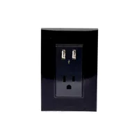 Placa Armada con Contacto y 2 Tomas USB, Negro Lugano