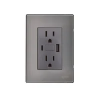 Placa Inox Contacto Duplex + USB + USB-C, Oxford