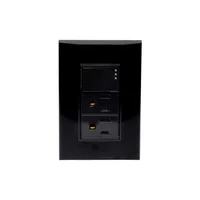 Placa Armada 3 Modulos +Apagador y 2 Contactos, Negro Lugano