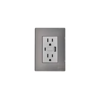 Placa Inox Contacto Duplex + USB + USB-C, Plata