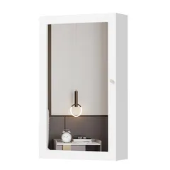 Espejo de Muro con Armario Joyero de 35 x 60 cm Blanco
