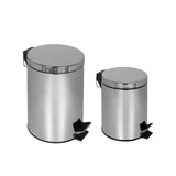 Set 2 Botes de Basura Metálicos con Pedal de 5L y 12L Plata