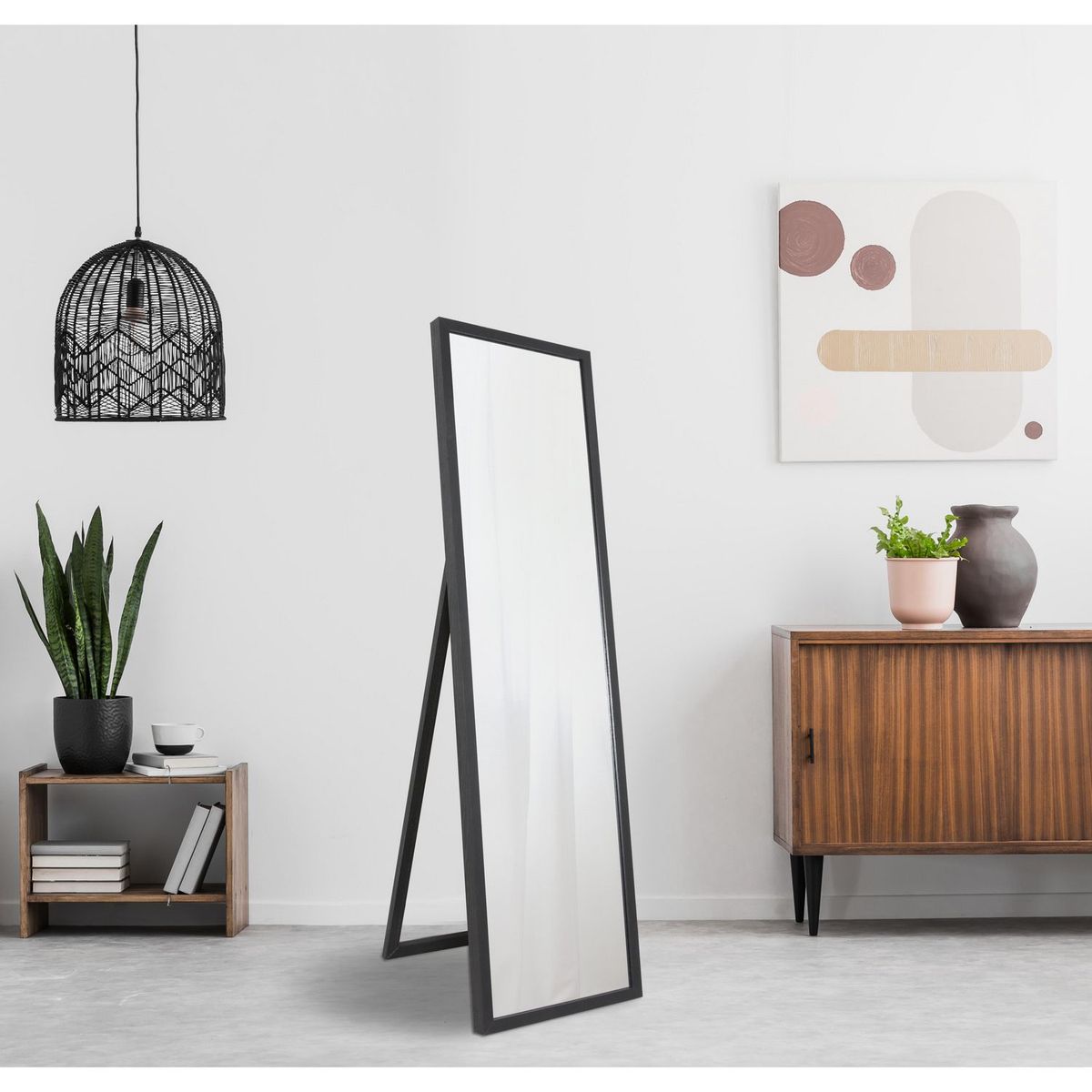 Just Home Collection - Espejo de Cuerpo Completo con Atril de 40 x 152 cm Negro