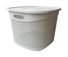 Canasta cuadrada gris con asas
