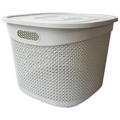 Canasta cuadrada gris con asas